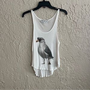 ❤️ Wildfox White Cool Seagull Graphic Tank